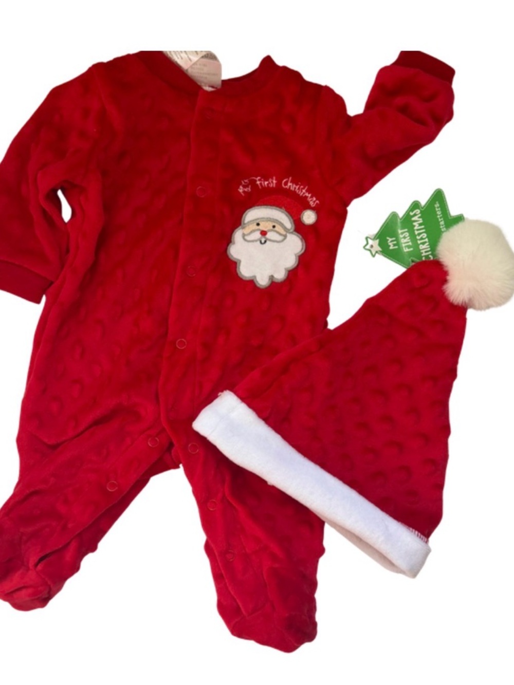 Baby Red 'First Christmas' Santa Footed Sleeper with Hat